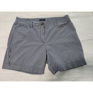 Lands’ End Women’s Chino Gingham Shorts Size 14 – Navy and White Classic Fit
